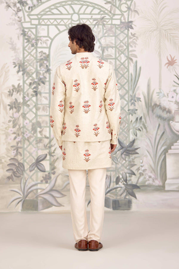 Ivory Kurta & Waistcoat Set.