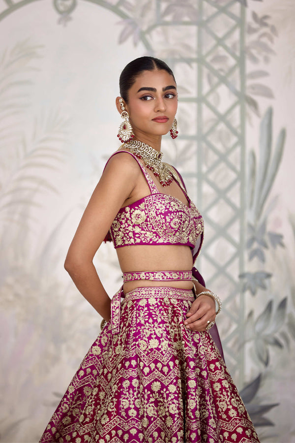 Wine Maroon Lehenga Set.