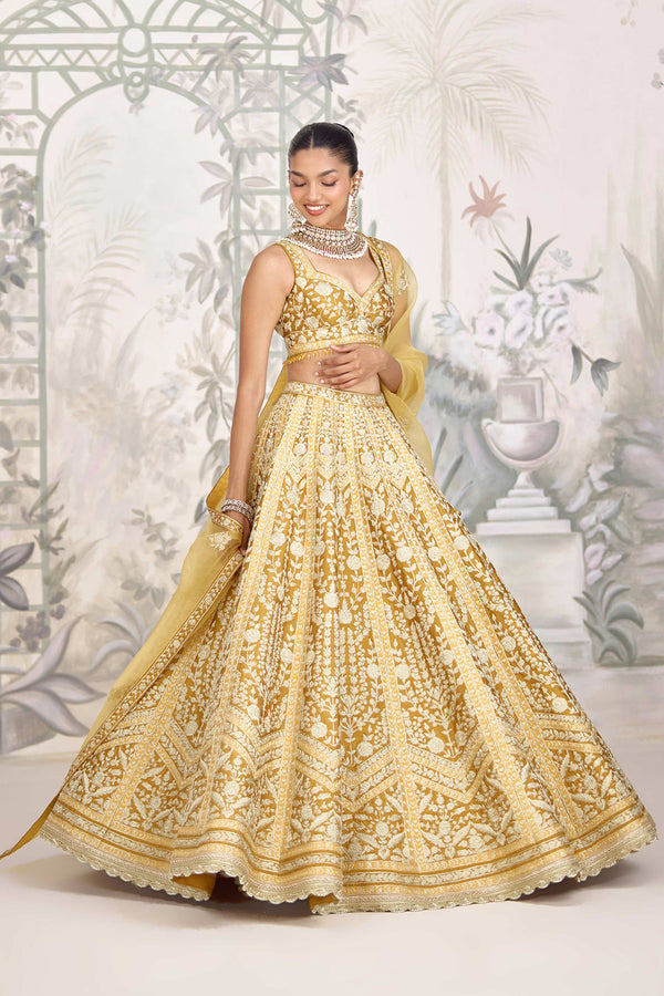 Yellow Mustard Lehenga Set.