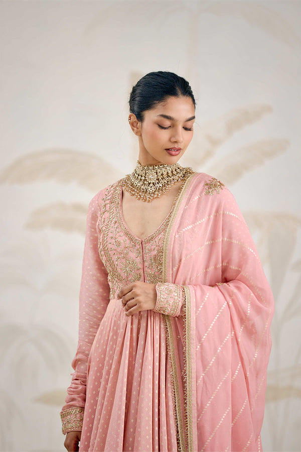 Old Rose Pink Anarkali Set.