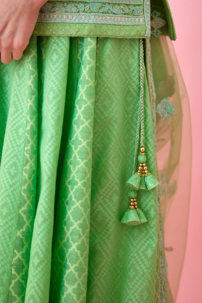 Irish Green Kurti Skirt Set.