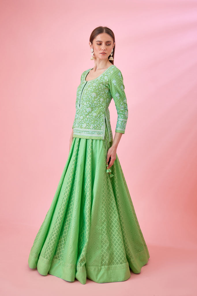 Irish Green Kurti Skirt Set. – Shyam Narayan Prasad