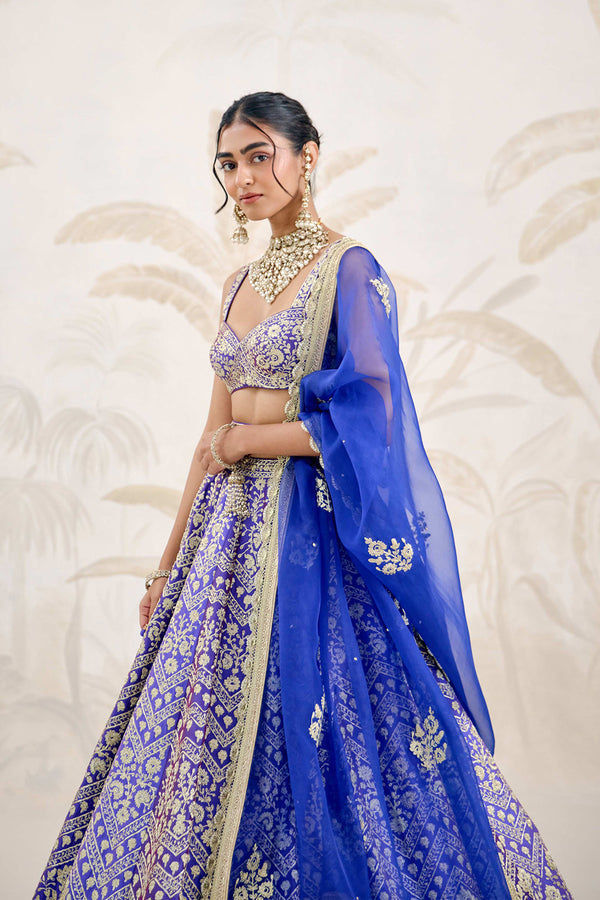 Purple Blue Lehenga Set.