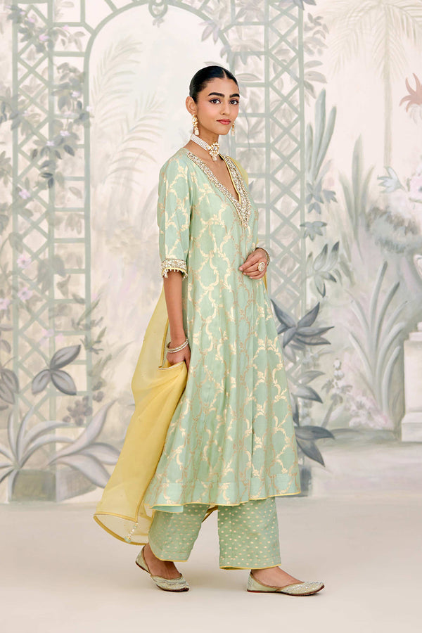 Smoke Green Kurta Set.