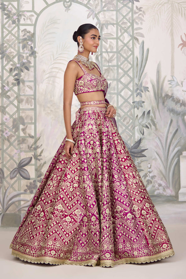 Wine Maroon Lehenga Set.