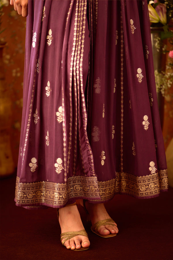 Prune Purple Anarkali Set.