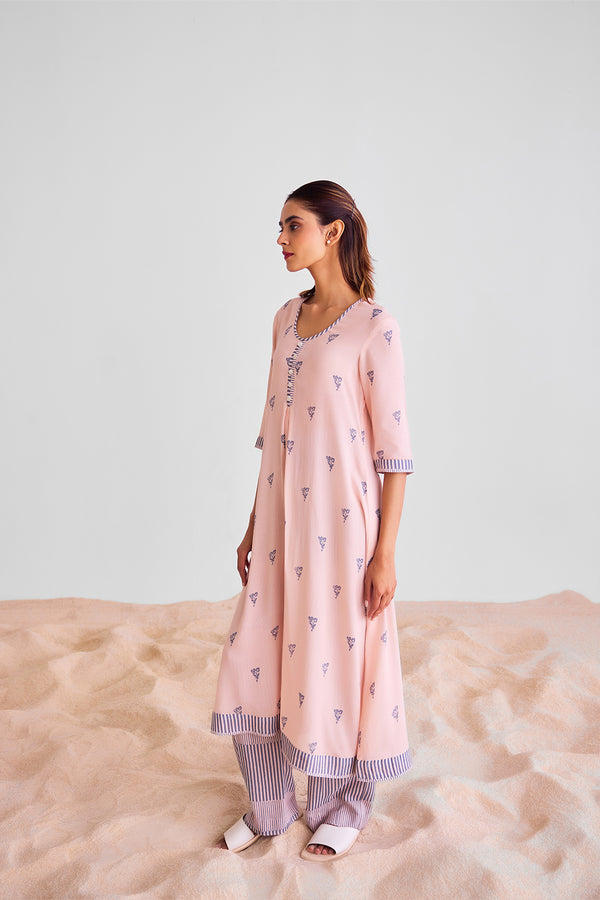 Peach & Blue Kurta Set