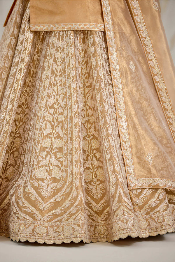 Gold Kurti-Lehenga Set.