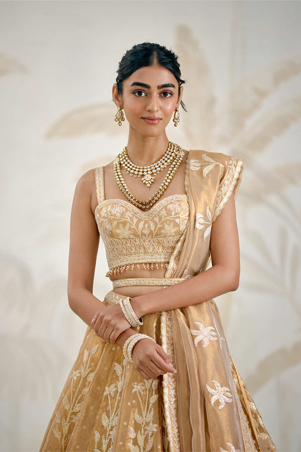 Gold Lehenga Set.