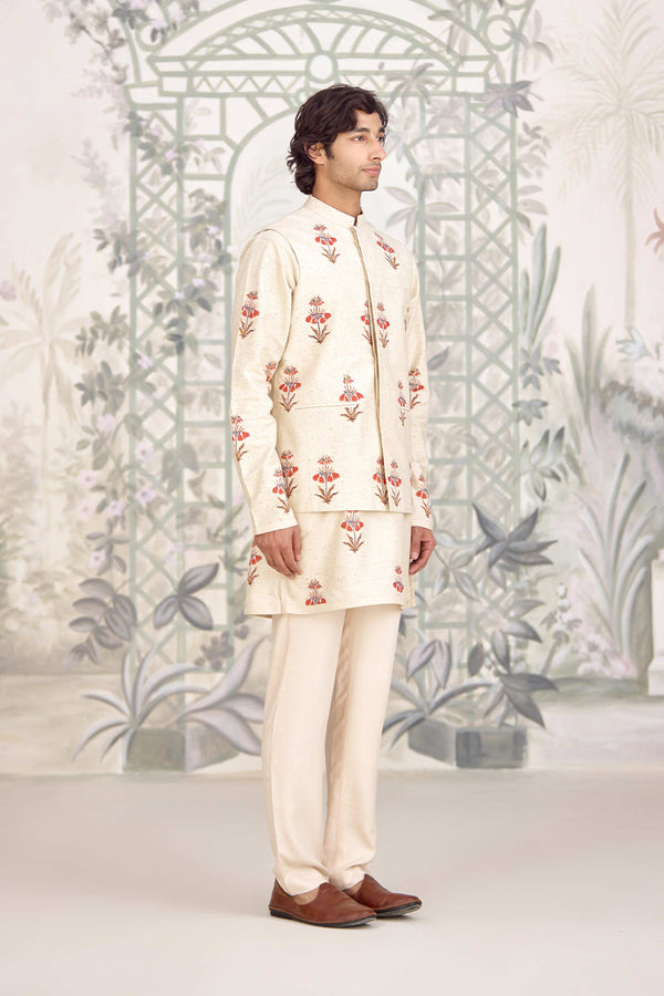 Ivory Kurta & Waistcoat Set.