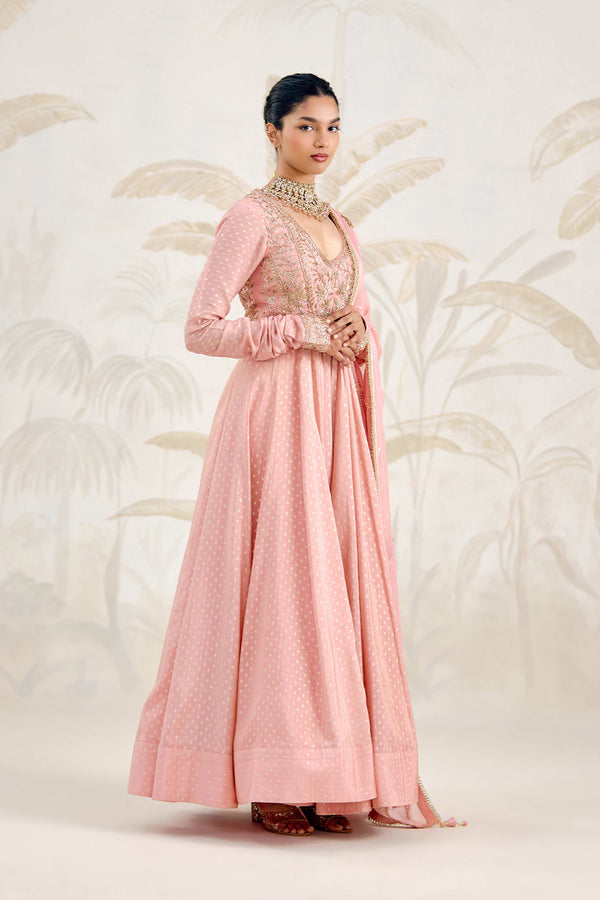 Old Rose Pink Anarkali Set.