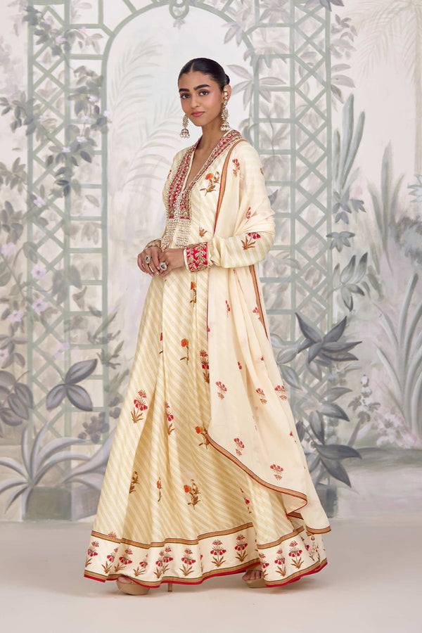 Ivory Anarkali Set.