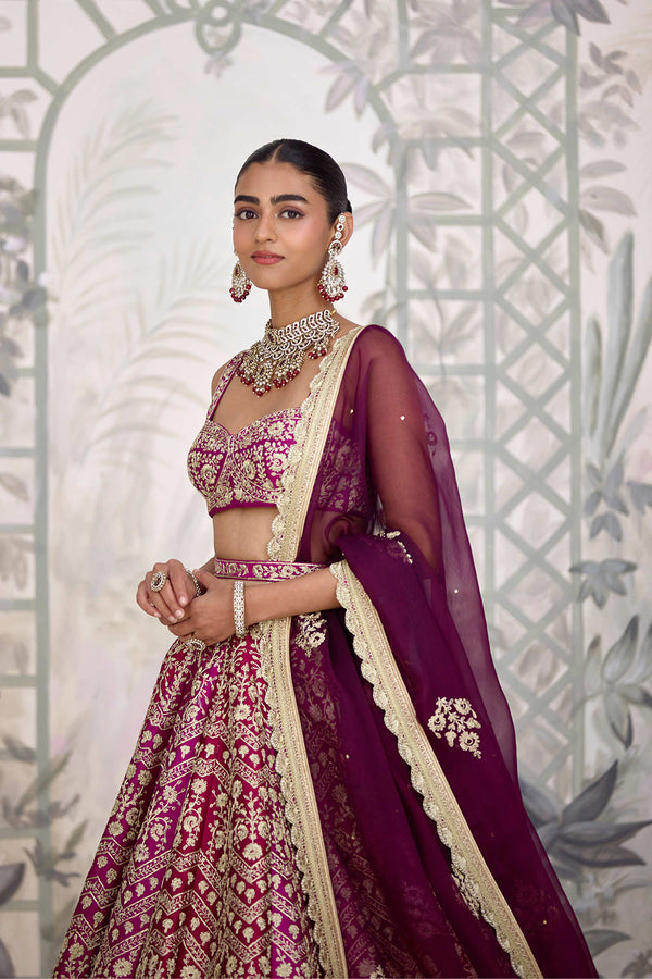 Wine Maroon Lehenga Set.