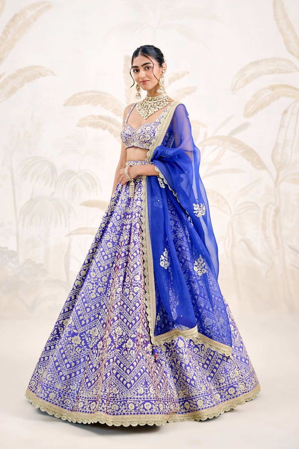 Purple Blue Lehenga Set.
