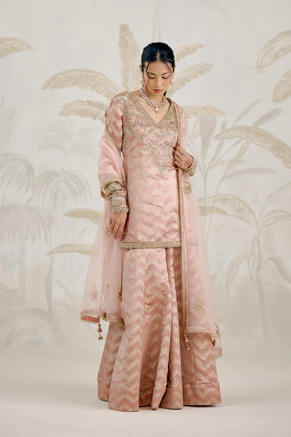 Old Rose Pink Sharara Set.