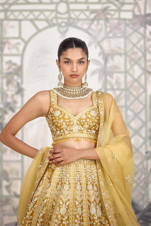 Yellow Mustard Lehenga Set.