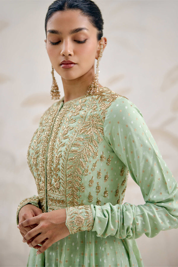 Sea Green Anarkali Set.