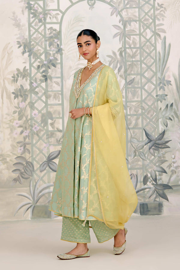 Smoke Green Kurta Set.