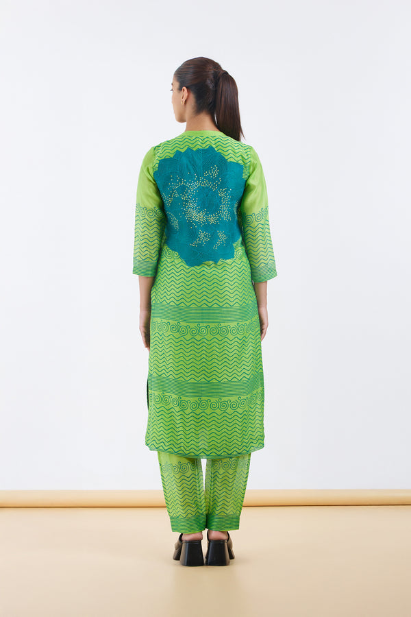Lime Green Kurta Set.