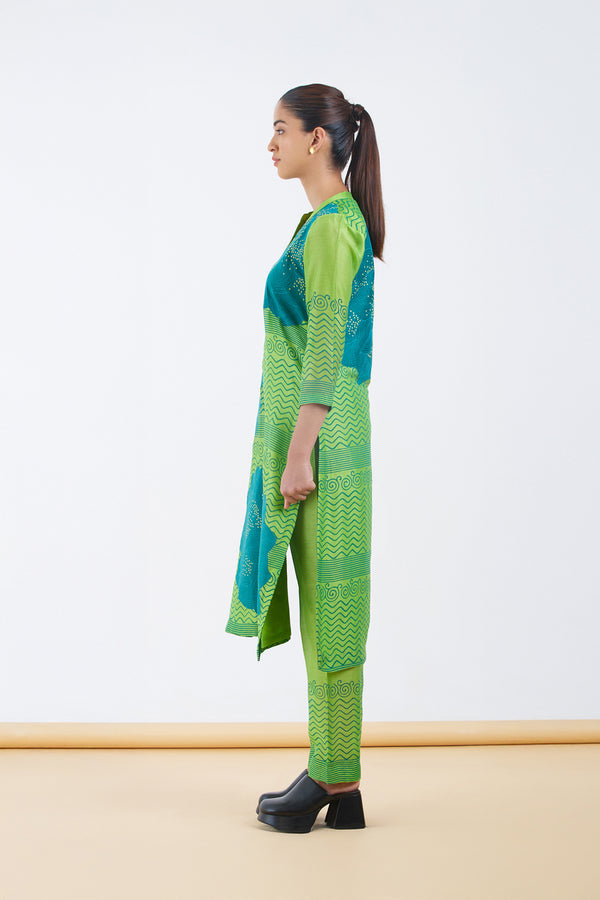 Lime Green Kurta Set.