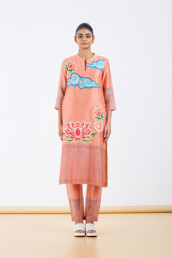 Peach Kurta Set.
