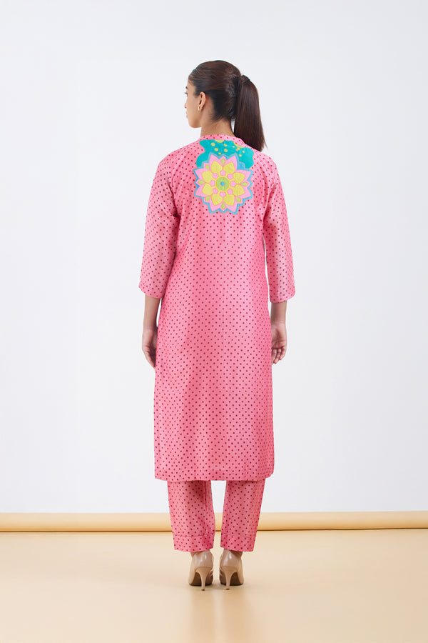 Salmon Pink Kurta Set.