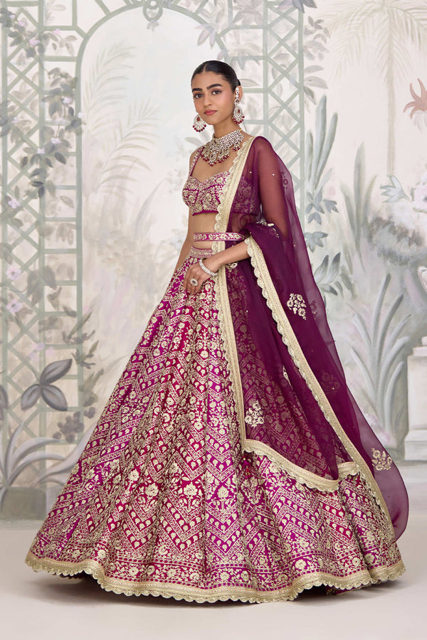 Wine Maroon Lehenga Set.