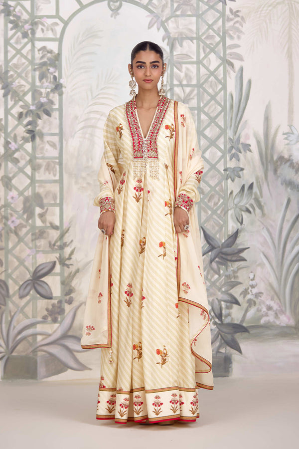 Ivory Anarkali Set.