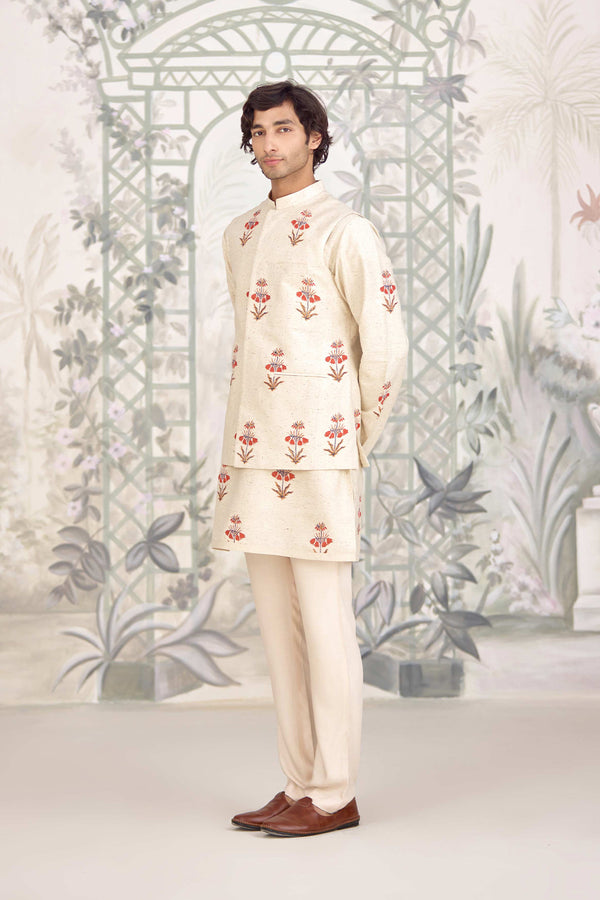 Ivory Kurta & Waistcoat Set.
