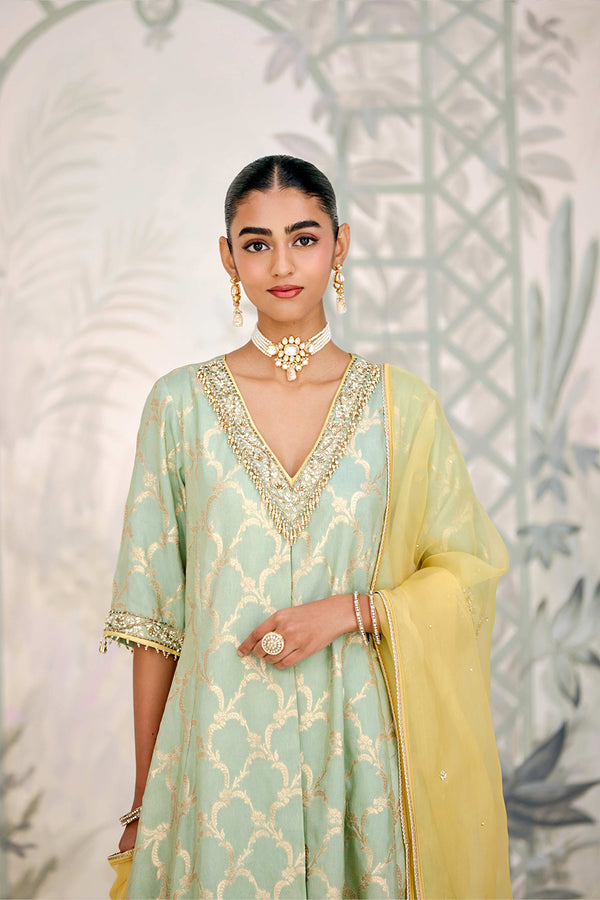 Smoke Green Kurta Set.