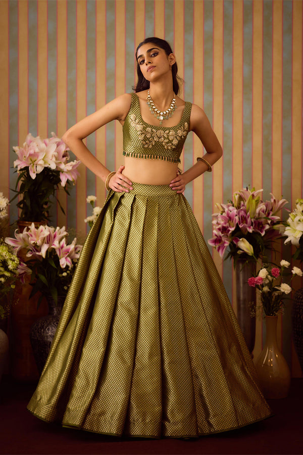 Garden Green Lehenga Set.