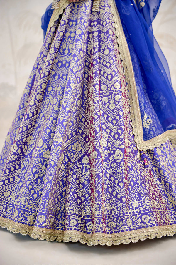 Purple Blue Lehenga Set.