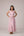 Blush pink panelled dress with contrast striped cord piping paired with a tie-up matching overlay