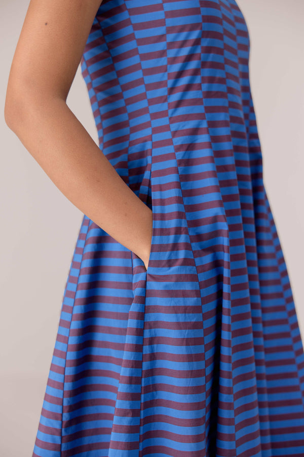 Blue striped cotton ensemble.