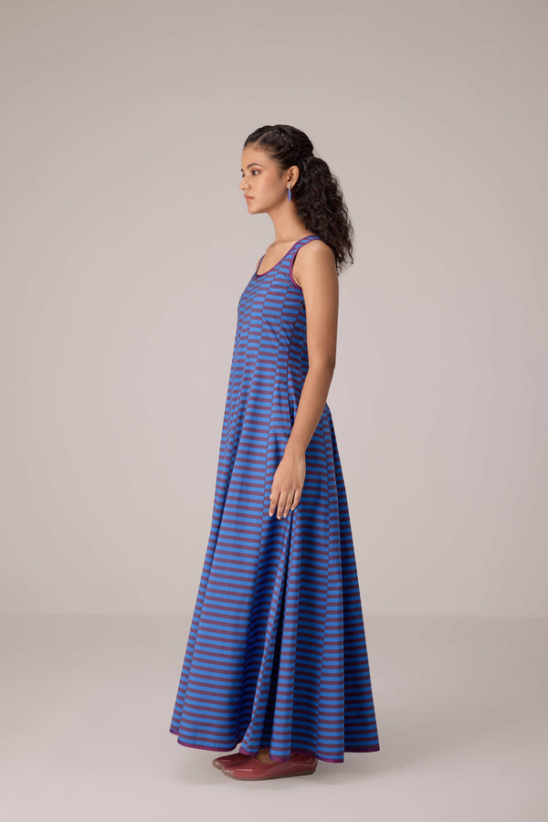 Blue striped cotton ensemble.