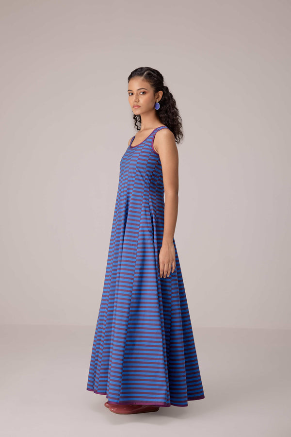 Blue striped cotton ensemble.