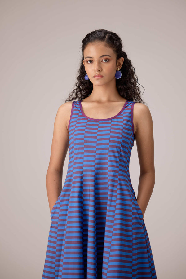 Blue striped cotton ensemble.