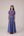 Blue and magenta striped full length fit and flare cotton dress