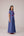 Blue and magenta striped full length fit and flare cotton dress