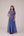 Blue and magenta striped full length fit and flare cotton dress