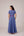 Blue and magenta striped full length fit and flare cotton dress