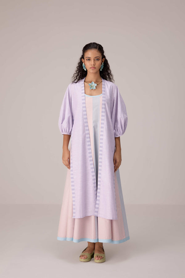 Lavender and blush striped co-ord dress set