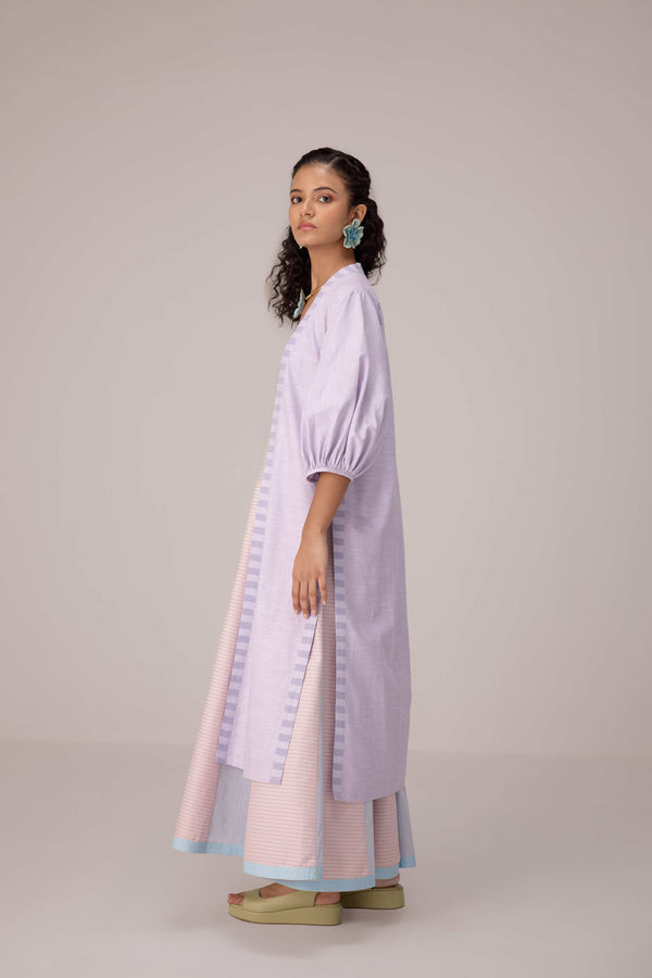 Lavender and blush striped co-ord dress set