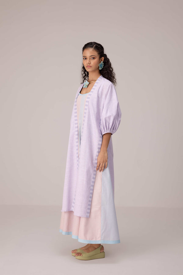 Lavender and blush striped co-ord dress set