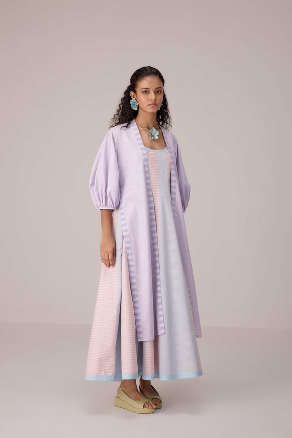 Lavender and blush striped co-ord dress set