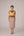 Mustard yellow cropped vest with applique embroidery paired with high waisted knee length pencil skirt in linen fabric