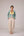 Teal wrapped jacket with barrel trousers