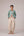 Teal wrapped jacket with barrel trousers