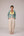 Teal wrapped jacket with barrel trousers