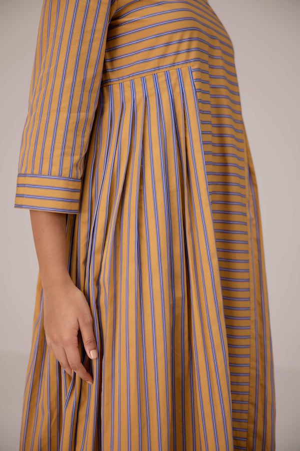 Pleated cotton maxi dress
